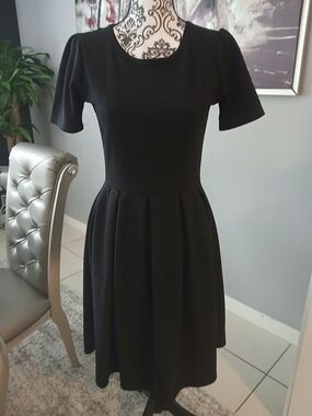 LuLaRoe Black Midi Fit-and-Flare Dress